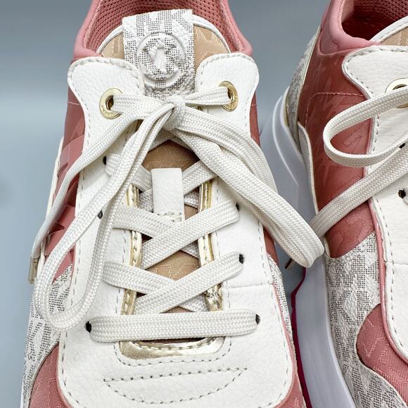 Michael Kors Muse Mixed-Media Trainers Pink Logo Canvas Sneakers Size 9 - Picture 4 of 10